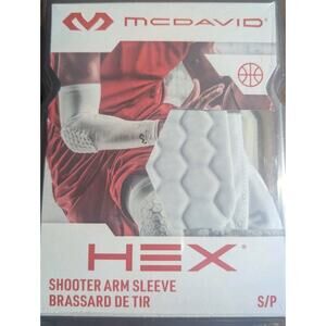 McDavid HEX Shooter Arm Sleeve White Small Elbow Pad Basketball Compression